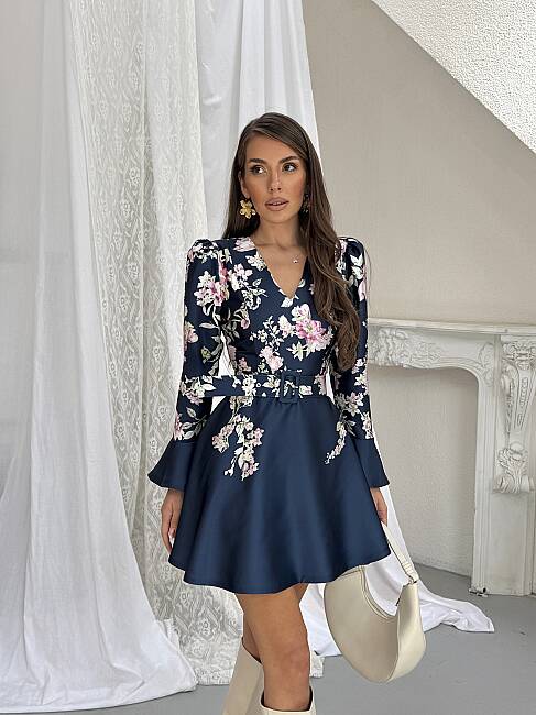 ALONA Mini Elbise 3187 - Lacivert - 3