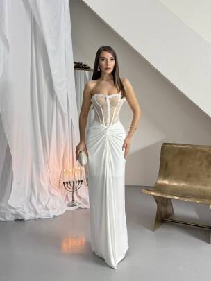 CHARLİNE Maxi Elbise 1331 - Beyaz 