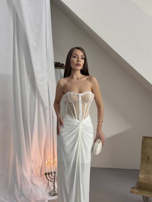 CHARLİNE Maxi Elbise 1331 - Beyaz - 3