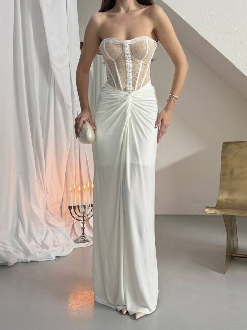 CHARLİNE Maxi Elbise 1331 - Beyaz - 4