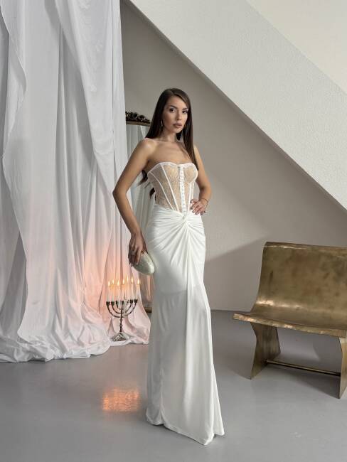 CHARLİNE Maxi Elbise 1331 - Beyaz - 5