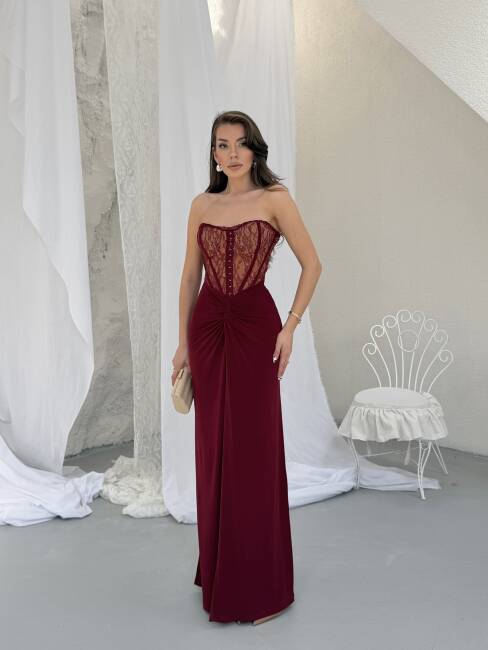 CHARLİNE Maxi Elbise 1331 - Bordo - 1