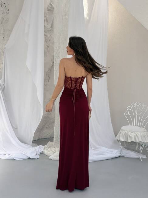 CHARLİNE Maxi Elbise 1331 - Bordo - 6