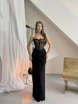 CHARLİNE Maxi Elbise 1331 - Siyah 