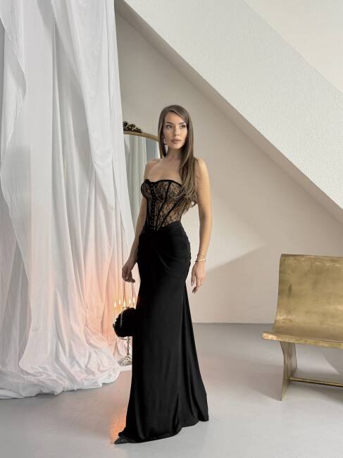 CHARLİNE Maxi Elbise 1331 - Siyah - 5