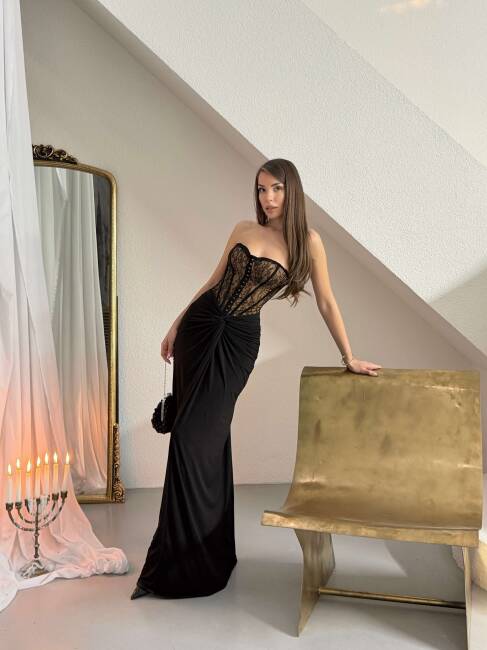 CHARLİNE Maxi Elbise 1331 - Siyah - 6
