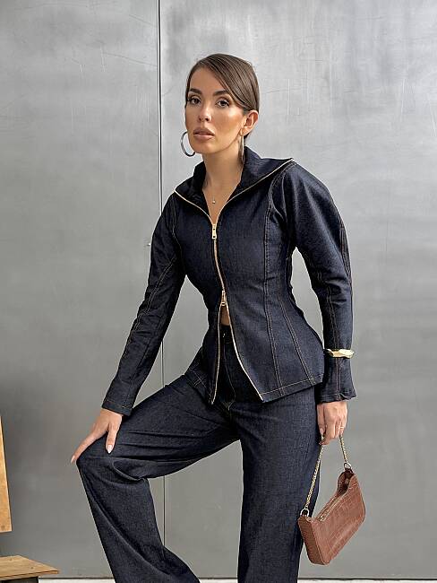 INNA Denim Takım 3198 - Lacivert - 4