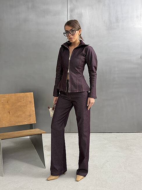 INNA Denim Takım 3198 - Mürdüm - 1