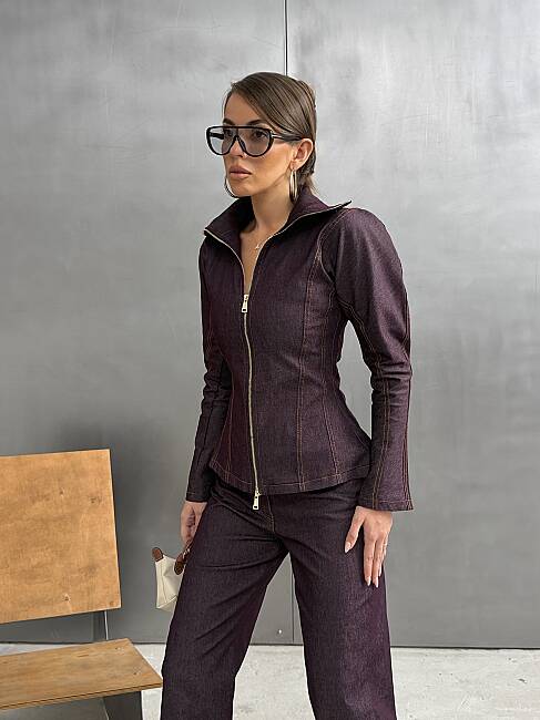INNA Denim Takım 3198 - Mürdüm - 4