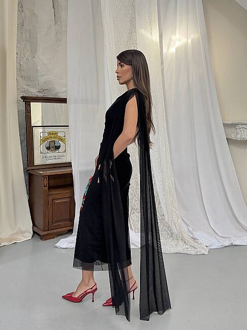 JASMINE Midi Elbise 1442 - Siyah - 3