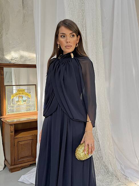 KAURIKA Maxi Elbise 3188 - Lacivert - 3