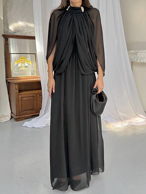 KAURIKA Maxi Elbise 3188 - Siyah - 5