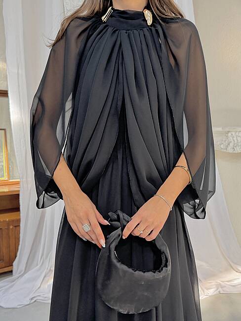 KAURIKA Maxi Elbise 3188 - Siyah - 6