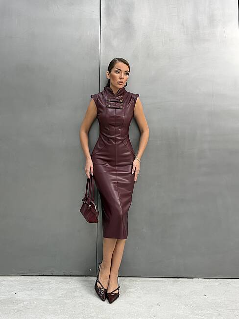 KLARA Midi Elbise 3203 - Bordo - 2