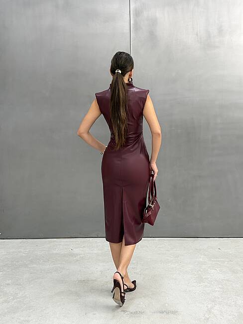 KLARA Midi Elbise 3203 - Bordo - 5