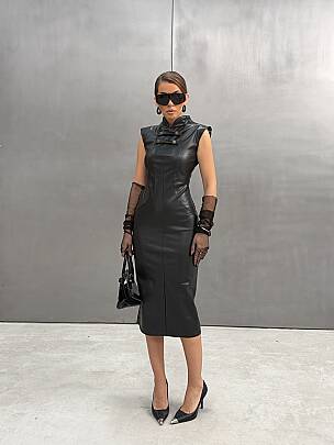 KLARA Midi Elbise 3203 - Siyah - MAXMOOR