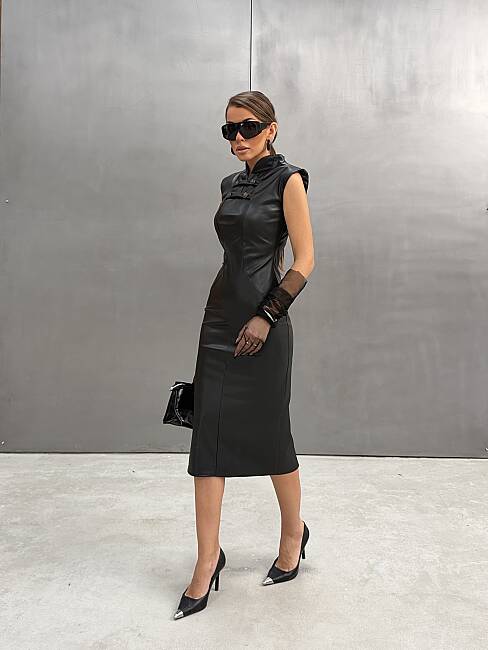 KLARA Midi Elbise 3203 - Siyah - 4
