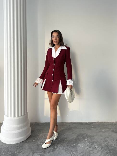 LARİN Ceket Elbise 241005 - Bordo - 4