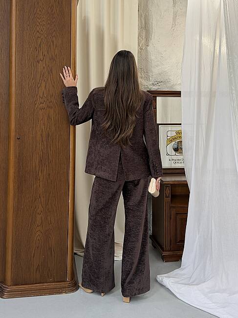 LILIYA Ceket Pantolon Takım 3195 - Acı Kahve - 4