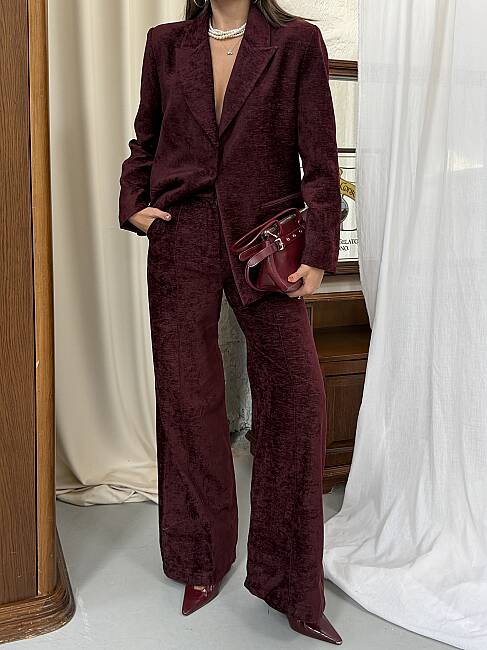 LILIYA Ceket Pantolon Takım 3195 - Bordo - 2