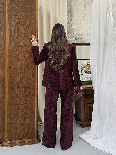 LILIYA Ceket Pantolon Takım 3195 - Bordo - 3