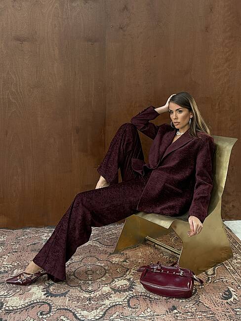 LILIYA Ceket Pantolon Takım 3195 - Bordo - 5