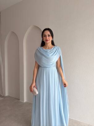 LİNCON Maxi Elbise 3113 - Bebe Mavisi 