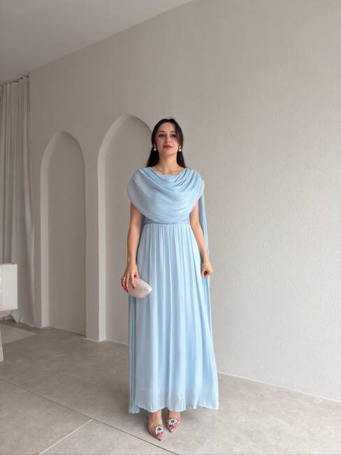 LİNCON Maxi Elbise 3113 - Bebe Mavisi - 3