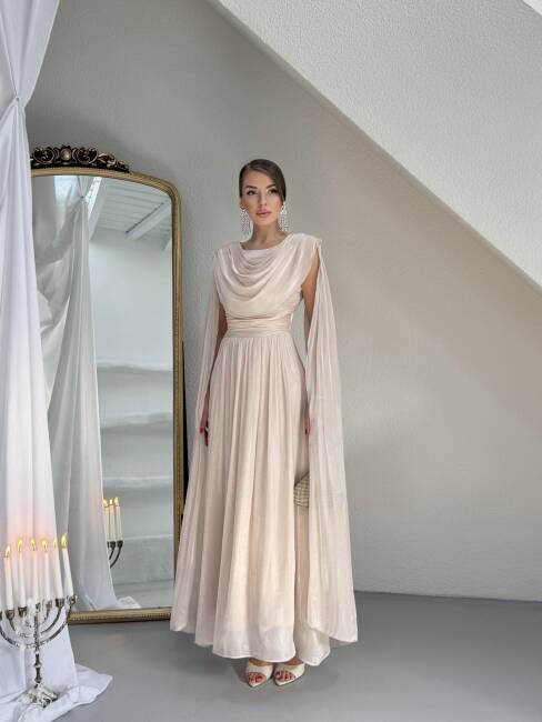 LİNCON Maxi Elbise 3113 - Bej - 1
