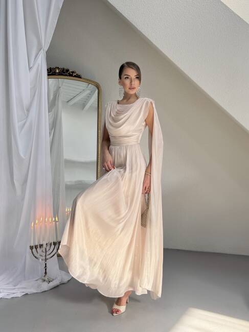 LİNCON Maxi Elbise 3113 - Bej - 2