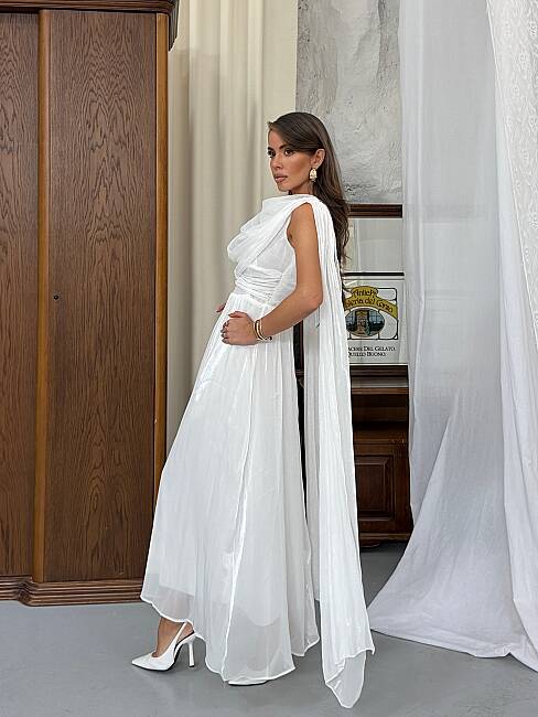 LİNCON Maxi Elbise 3113 - Beyaz - 2