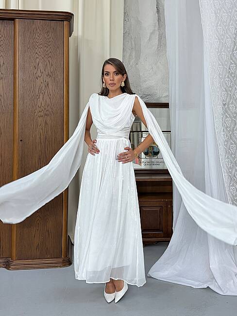 LİNCON Maxi Elbise 3113 - Beyaz - 3