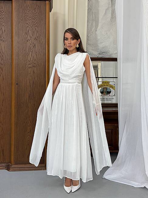 LİNCON Maxi Elbise 3113 - Beyaz - 1