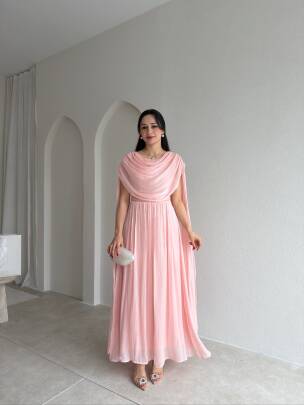 LİNCON Maxi Elbise 3113 - Pembe 