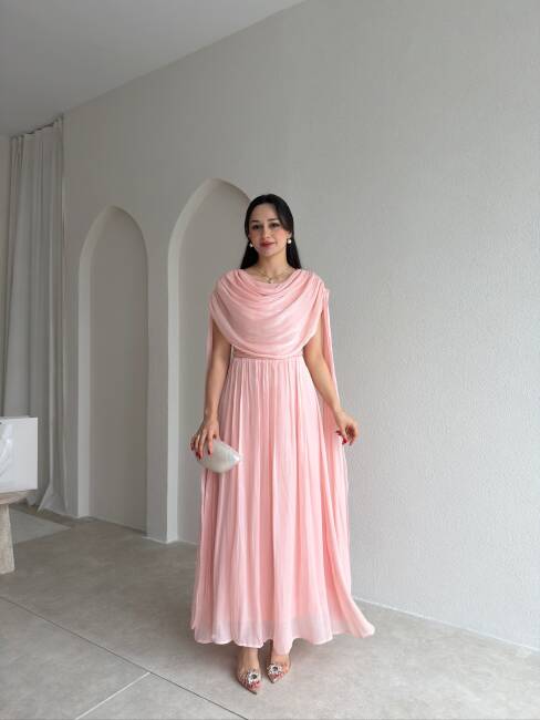 LİNCON Maxi Elbise 3113 - Pembe - 1