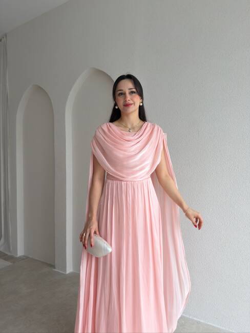 LİNCON Maxi Elbise 3113 - Pembe - 3