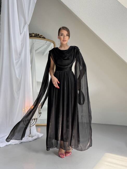 LİNCON Maxi Elbise 3113 - Siyah - 3