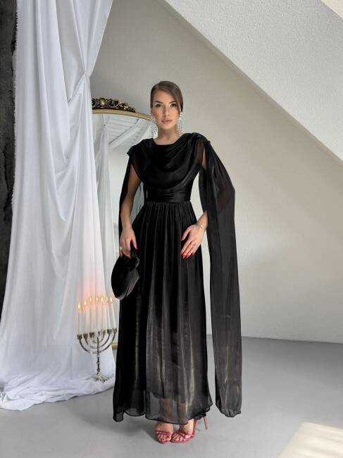 LİNCON Maxi Elbise 3113 - Siyah - 4