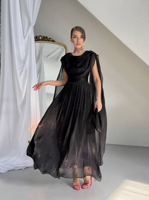 LİNCON Maxi Elbise 3113 - Siyah - 5