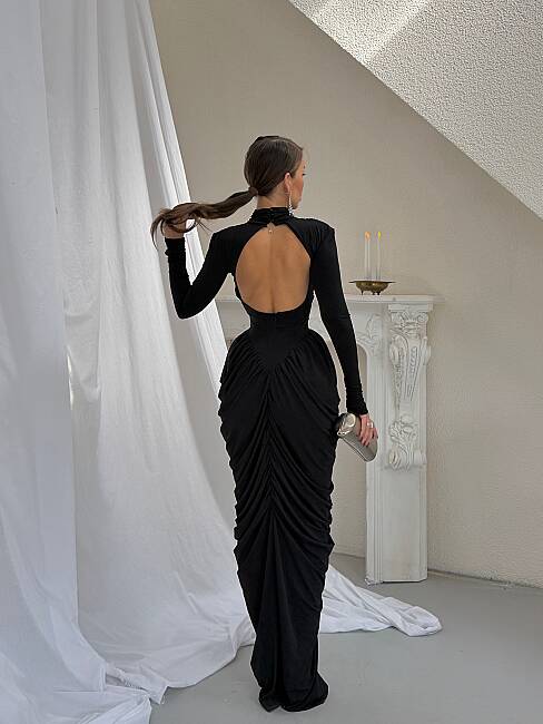 LIORA Maxi Elbise 1450 - Siyah - 2