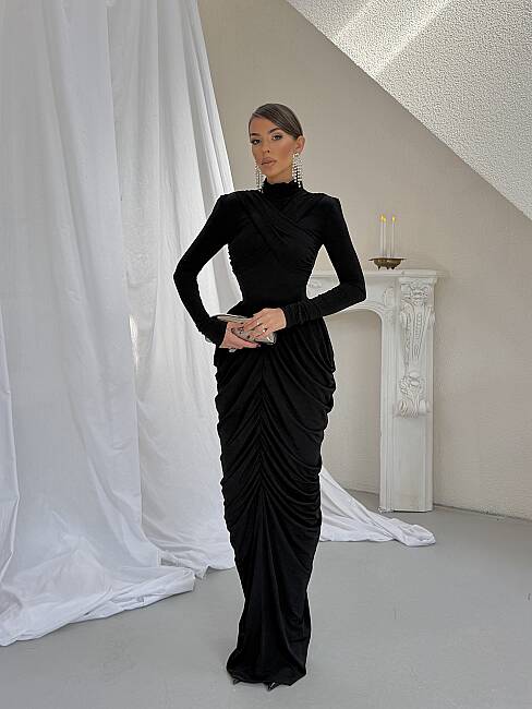 LIORA Maxi Elbise 1450 - Siyah - 4