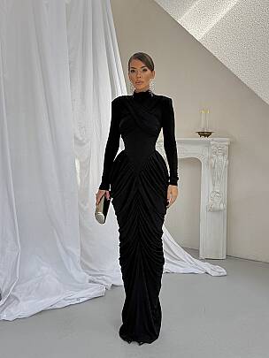 LIORA Maxi Elbise 1450 - Siyah 