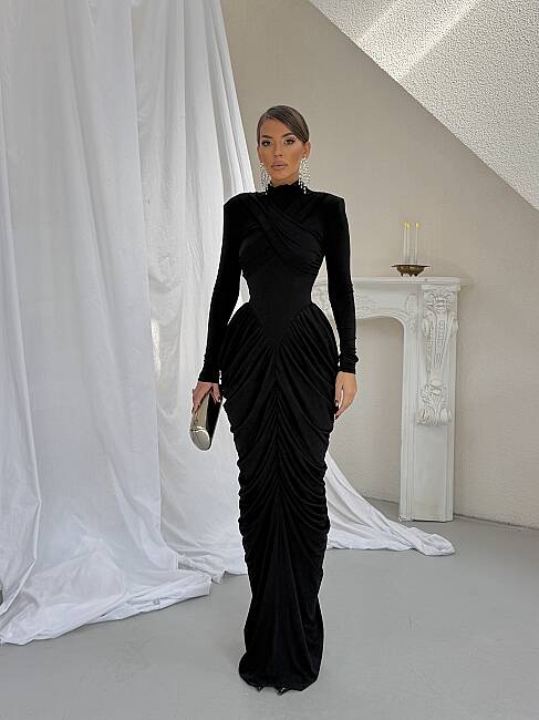 LIORA Maxi Elbise 1450 - Siyah - 1