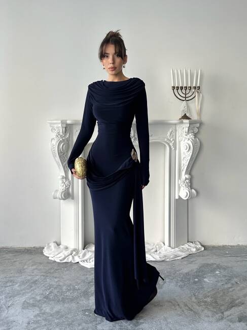 NOVA Maxi Elbise 3079 - Lacivert - 2
