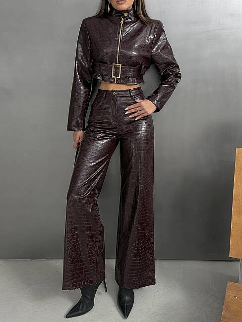 REGINA Deri Takım 3202 - Bordo - 5