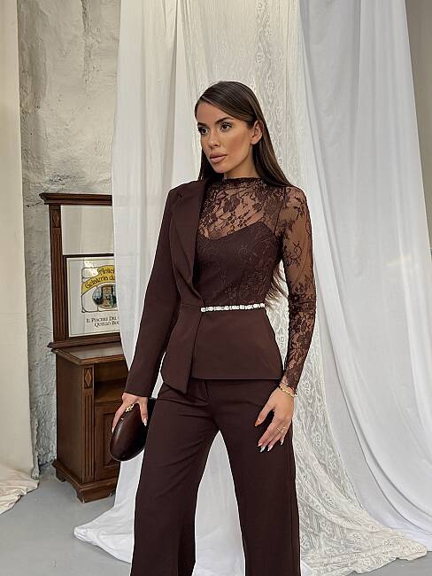 STELLA Dantel Detay Takım 2448 - Acı Kahve - 5