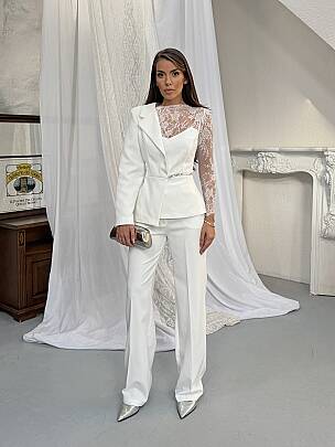 STELLA Dantel Detay Takım 2448 - Beyaz 
