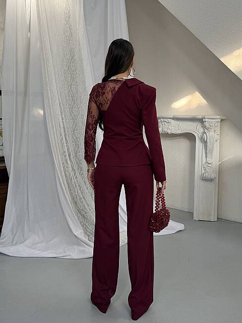 STELLA Dantel Detay Takım 2448 - Bordo - 2
