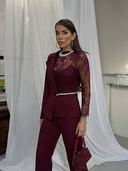 STELLA Dantel Detay Takım 2448 - Bordo - 4