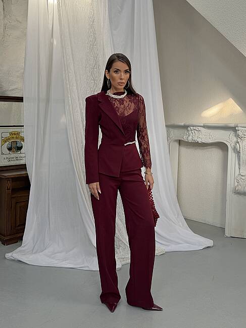 STELLA Dantel Detay Takım 2448 - Bordo - 1